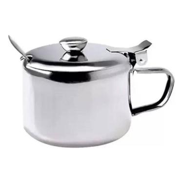 Imagem de Açucareiro Inox Metálico Com Colher Kehome 300Ml Ref: 5210 C