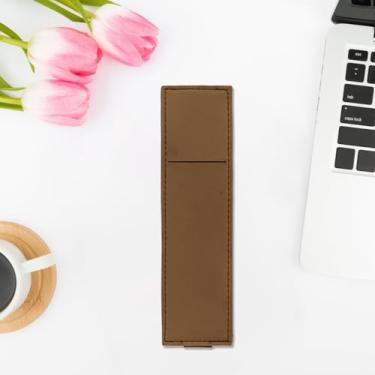 Imagem de Alça elástica para notebook, couro PU, ajustável, manga para caneta, clipe para duas canetas