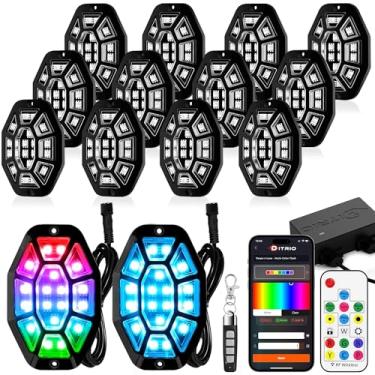 Imagem de 12 pods 9 lados RGB Rock Lights, App/2 luzes LED de controle remoto compatíveis com caminhões de 12 V Jeep UTV ATV carrinho de golfe off-road, sinal de freio, à prova d'água, modo de música, plug and