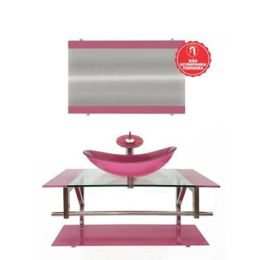 Imagem de Gabinete de Vidro 90cm para Banheiro Romênia - EKASA, Rosa