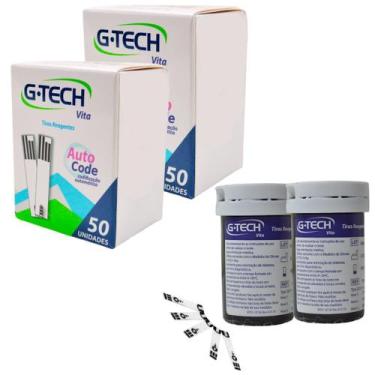 Imagem de Tiras Reagentes Fita Medir Glicose Glicemia 100 Unidades Gtech Vita