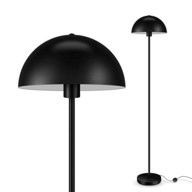 Imagem de Candeeiros modernos de cogumelo para sala de estar de 166 cm, luminária de chão industrial alta, luminária de metal preto com cúpula, lâmpada de leitura de canto de meados do século para quarto