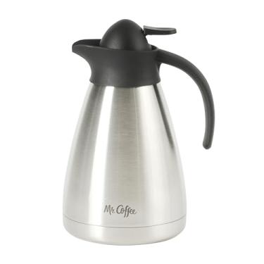 Imagem de Mr. Coffee Garrafa térmica Olympia de 1000 ml – Panela de café isolada de parede dupla de aço inoxidável com tampa e alça, mantém as bebidas quentes ou frias
