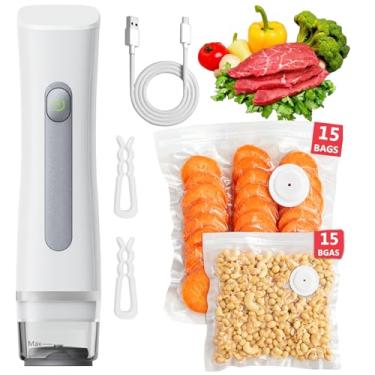 Imagem de MegaWise Seladora a vácuo portátil para armazenamento de alimentos, máquina seladora a vácuo portátil com 30 sacos reutilizáveis, compacta e poderosa economia de alimentos para casa e viagens