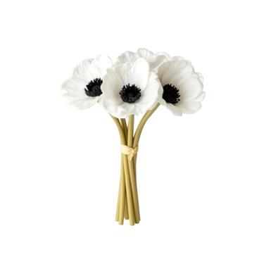 Imagem de Floral Kingdom Pacote com 10 papoulas artificiais, branco, 25 cm, fluxo sintético de látex de toque real para decoração de casa, centros de mesa
