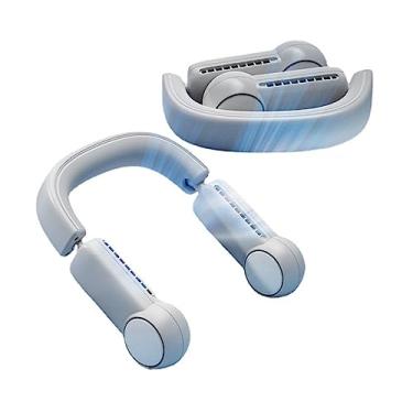 Imagem de WYUYIWH Ventilador de pescoço portátil, ventilador pessoal sem lâminas, recarregável, mãos livres, ventiladores de pescoço com 3 velocidades, design de cabeça dobrável, mini ventilador alimentado por