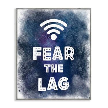 Imagem de Stupell Industries Arte giclée emoldurada branca Fear The Lag Gamer Splash, design por Marcus Prime, 76 x 61 cm