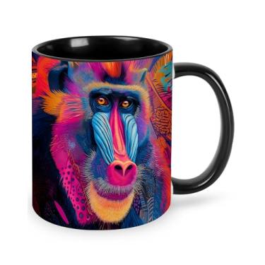 Imagem de Yrebyou Caneca de café Mandrill novidade caneca de café de cerâmica 325 ml com alça presentes para mulheres e homens seguro para micro-ondas para casa ou escritório