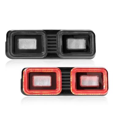 Imagem de JOLUNG Farol de neblina traseiro compatível com Defender 90 110 130 2020-2025 Luzes de para-choque traseiro com acabamento de lâmpada refletora traseira reversa, 1 par preto