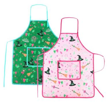 Imagem de BAHABY 2 PCS Kids Apron Wicked Themed Aprons for Kids Adjustable Strap Cooking Baking Artist Crafts Gardening Aprons