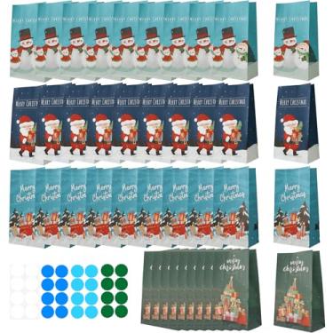 Imagem de Chanseen 40 sacos de papel de Natal com adesivos de vedação, presente de Natal, lembrancinhas de festa, lancheira, para salas de aula, artigos de festa, decorações, 12 x 24 x 8 cm