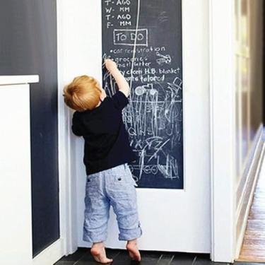 Imagem de Adesivo Lousa Quadro Negro Papel Parede Para Escrever Adesivo Lousa Preto Fosco, 2m x 45cm