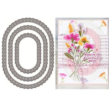 Imagem de DzIxY Conjunto de moldes de corte de metal elípticos de fundo circular para fazer cartões, conjunto de recortes de papel, estêncil, suprimentos, modelos de máquina