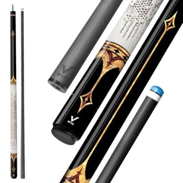 Imagem de Vara de sinuca de fibra de carbono EVO Crown, bastões de piscina de baixa deflexão com junta de 3/8 x 8 pinos e ponta de 12,5 mm, ponta padrão Time, envoltório de couro de microfibra