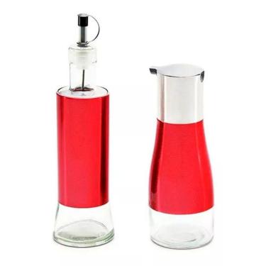 Imagem de Galheteiro De Vidro Com Aço Inox 2 Peças 300ml