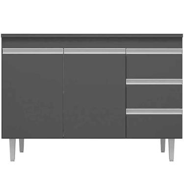 Imagem de Balcão De Pia 120 Cm Adriana 2 Portas E 3 Gavetas Cinza