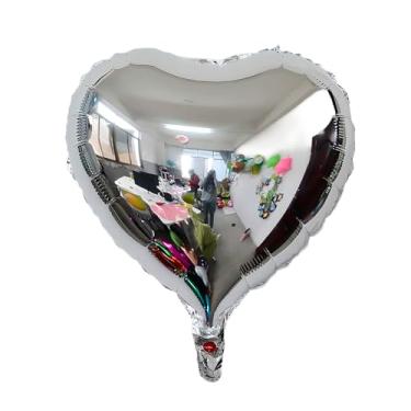 Imagem de BALAO METALIZADO CORACAO C/CANUDO PRATEADA 5" C/ 6 UNIDADES