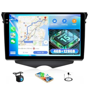 Imagem de [4 + 128 G] Rádio estéreo para carro Android 15 para Hyundai Veloster 2011-2017 com carro sem fio e Android Auto, rádio de carro de 23 cm com conexão espelhada Bluetooth FM/RDS WiFi GPS EQ SWC + AHD
