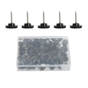 Imagem de 150 peças de tachinhas pretas transparentes com cabeças de plástico resistente e pontas de aço para uso doméstico e escritório, caixa de armazenamento reutilizável (150, preto claro)