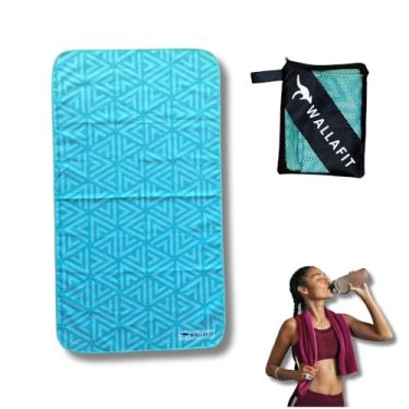 Imagem de Wallafit - Toalha Esportiva de Microfibra, Tamanho Médio, 90x50cm, Ultra-absorvente, Seca Rápido, Sem Odor, Leve, Compacta, para academia, esportes ao ar livre, corrida, yoga (Azul Ciano)