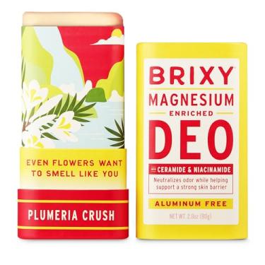 Imagem de BRIXY Desodorante de magnésio, controle eficaz de odores com ceramida e niacinamida para cuidados com a pele, sem alumínio, sem bicarbonato de sódio, desodorante de pele sensível, vegano, sem plástico