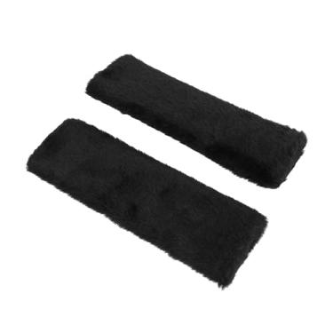 Imagem de Partuto Capa de cinto de segurança preta almofada de pelúcia 23,5 cm alça de cinto de segurança almofada almofada de ombro 1 par