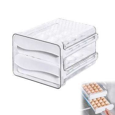 Imagem de Porta-ovos de Grande Capacidade para Geladeira 2 Pacotes Organizador Ovos com Tampa e Alça Bandeja Armazenamento 40 Dispenser Casa Restaurante Cozinha