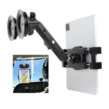 Imagem de Leenconghui Suporte de tablet com ventosa dupla para para-brisas de avião/barco/carro/caminhão, para pilotos, compatível com iPad Pro Air e outros tablets de 4,7 a 13 polegadas