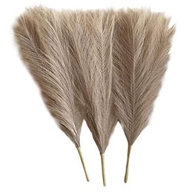 Imagem de Arranjo de flores de dos pampas secos 3 peças fragmites flor de junco para decoração de mento, Castanho
