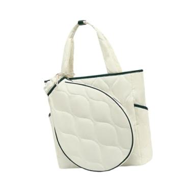 Imagem de harayaa Bolsa organizadora para raquete de tênis, mochila para tênis com alça ajustável, bolsa multifuncional para iniciantes e jogadores de badminton, Branco Verde