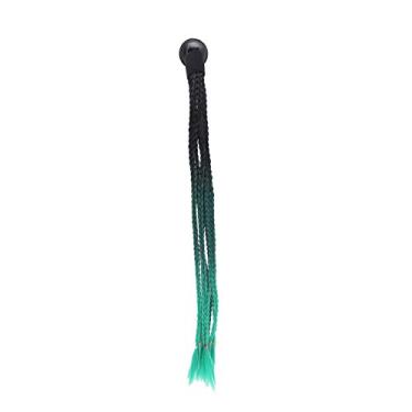Imagem de Decoração de rabo de cavalo para capacete de motocicleta Peruca Dreadlocks gradiente elegante com ventosa para qualquer capacete Material de fibra de alta temperatura colorido e (preto verde