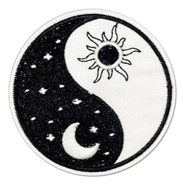 Imagem de FANCIBAND Remendos bordados Budistas Zen Yin Yang Sol e Lua de 6,9 cm, costurados a ferro para jaquetas, roupas, jeans, chapéus, mochilas, artesanato DIY