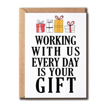 Imagem de ZoZi9xDesigns Working With Us Every Day Is Your Gift Card - Feliz Aniversário - Cartão de aniversário de colega de trabalho - Esposa de trabalho - Presente para melhor amiga - Engraçado