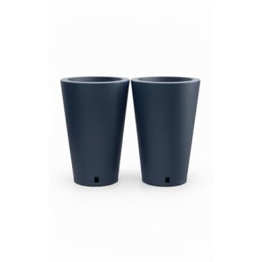 Imagem de K 2 Vasos Para Plantas Petra Conico C/Prato (Cimento Marmorizado)