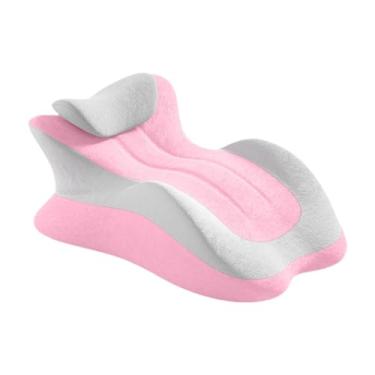 Imagem de ＫＬＫＣＭＳ Travesseiro de massagem para deitar de bruços com travesseiro pequeno, cabeceira macia e ergonômica para assistir filmes, Cinza Rosa