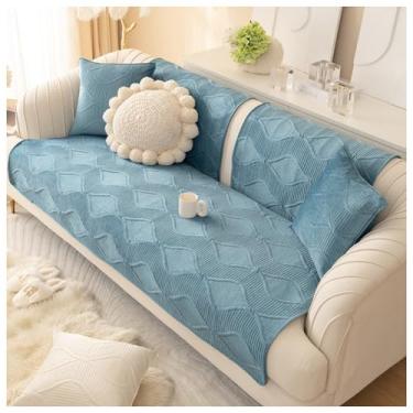 Imagem de SPXMQSS Capas de sofá para sofá secional, capas de assento de veludo holandês, capas de almofada de sofá universais antiderrapantes em forma de L D 110 x 110 cm
