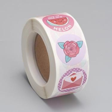 Imagem de 1 rolo de adesivos de Dia dos Namorados flor rosa autoadesivo papel kraft etiqueta de presente para presentes caseiros faça você mesmo, scrapbooking, envelopes, selos, aniversário, casamento, cartões