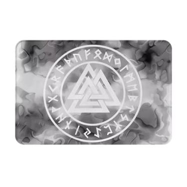 Imagem de LRCCJS Tapete de banho, símbolo da idade viking dos guerreiros nórdicos, tapetes de banheiro de secagem rápida, antiderrapante, tapete de chuveiro absorvente para banheiro, banheira, pia, 50 x 81 cm