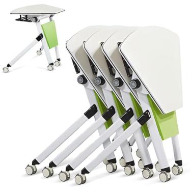 Imagem de SPXMQSS Mesas de conferências dobráveis, mesa de escritório móvel com rodas mesa dobrável mesa com design Ribaltabile para treinamento, seminários, reuniões 4 unidades