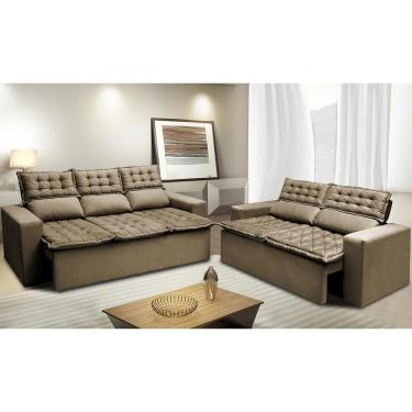 Imagem de Conjunto de Sofá 3 e 2 Lugares Retrátil e Reclinável 2,00x1,50m Cama inBox Slim. Velusoft
