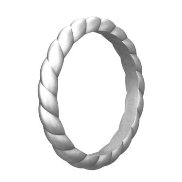 Imagem de Knot Theory Anel de silicone trançado empilhável fino empilhável dourado, prata, roxo, preto, ouro rosa, verde encantado, azul safira, branco pérola - Aliança de casamento fina de 2 mm, 9, Silicone