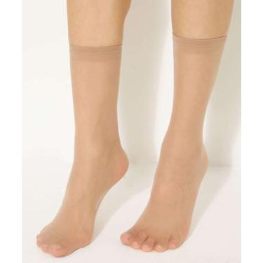 Imagem de Kit 3 Pares Meias Feminina Soquete Fio 20 Marisa-99525, Bege, UN