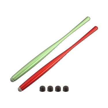 Imagem de 2 canetas Stylus para telas sensíveis ao toque, fina, universal, capacitiva para todos os dispositivos com tela sensível ao toque capacitiva com 4 pontas finas de fibra, vermelho e verde
