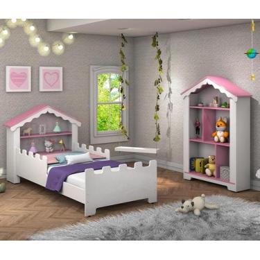 Imagem de Conjunto Quarto Infantil Cama Grade Proteção Estante Magia - VITAMOV, 