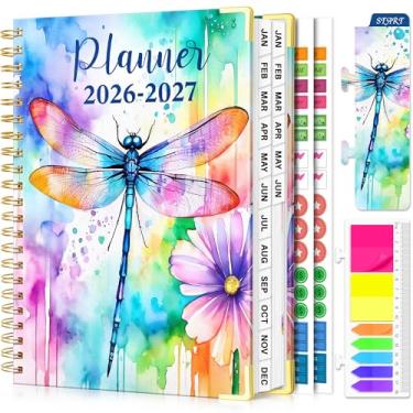 Imagem de Agenda 2026-2027, agenda semanal e mensal de 18 meses, janeiro de 2026 a junho de 2027, 23 x 29,5 cm, agenda de calendário de capa dura com abas de página, página separadora, bolso interno, marcador