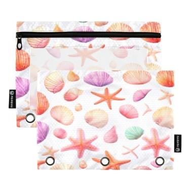 Imagem de Wassud Pastas de fichário com 3 furos, pastas de bolso para estrela-do-mar, concha organizadora, pasta de arquivo para escritório em casa, pacote com 2