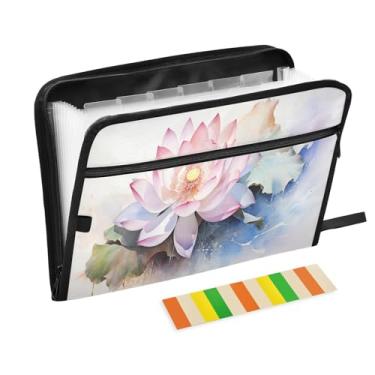 Imagem de Wassud Elegante padrão floral acordeão arquivo organizador letra a4 pastas de arquivo de papel organizador de documentos fólio com etiquetas pasta de arquivo expansível 13 bolsos