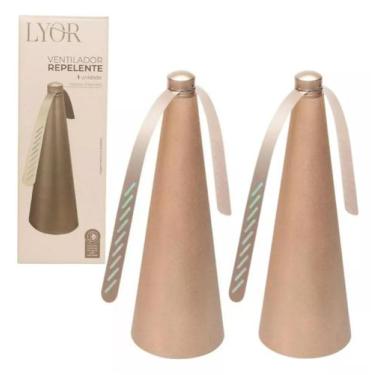 Imagem de Kit 2 Repelente Ventilador Espanta Moscas Mosquito Casa Jardim Rose Go