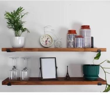 Imagem de 6 Grandes Prateleiras Industriais Com Decoração De Nichos De Ferro(KIT 4 PRATELEIRA ENVELHEC 60CM)