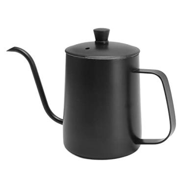Imagem de Generic Chaleira de café, Bico Alongado, Pescoço de Ganso Ergonômico, Gotejamento Manual, Bule de café, Extração Uniforme Versátil, Aço Inoxidável 304 para Acampamento (600ML Preto com Tampa)